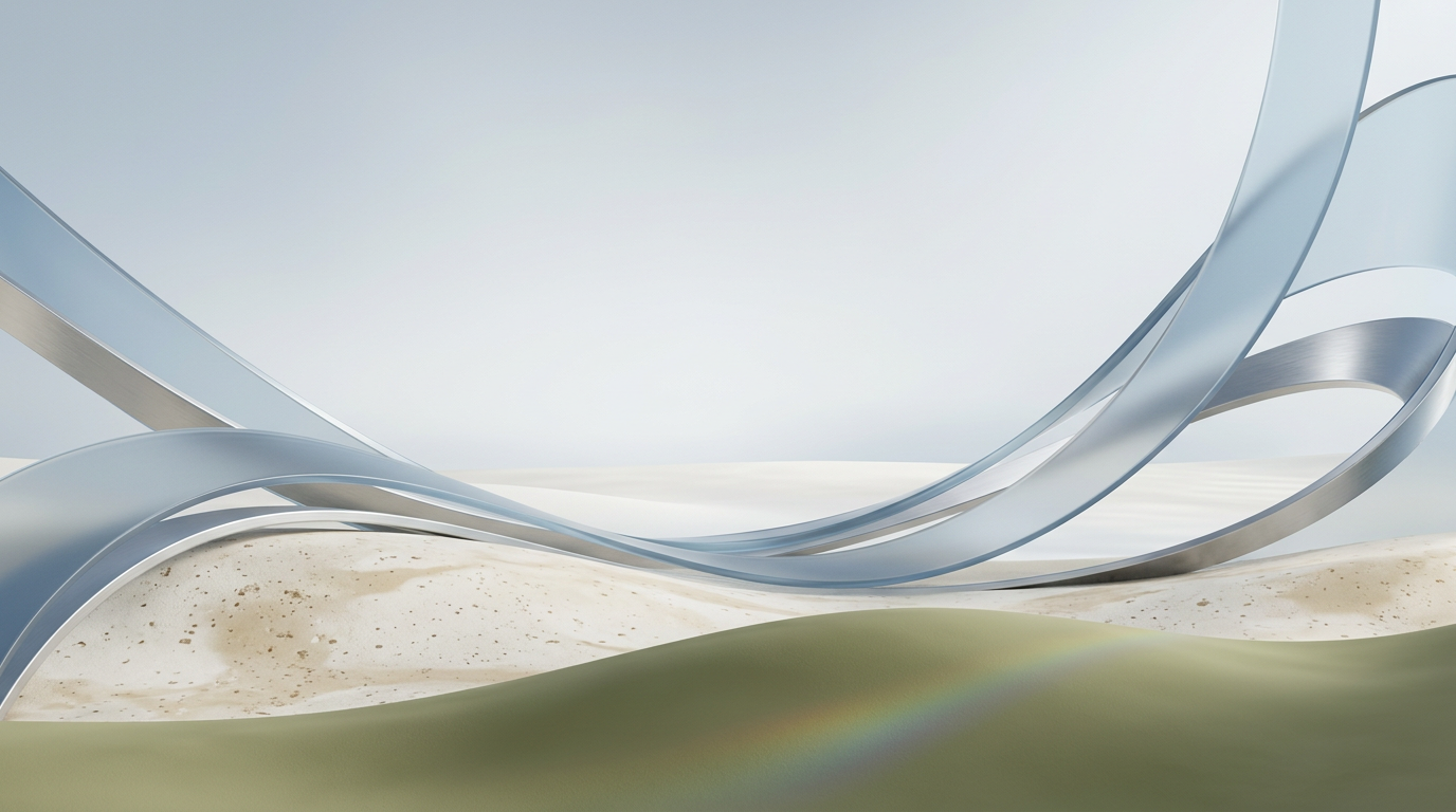 Rubans de verre et d'acier au-dessus de dunes de sable et de collines vertes